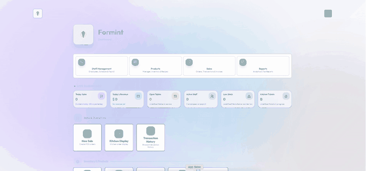 Animated walkthrough of the Formints Standard point-of-sale interface